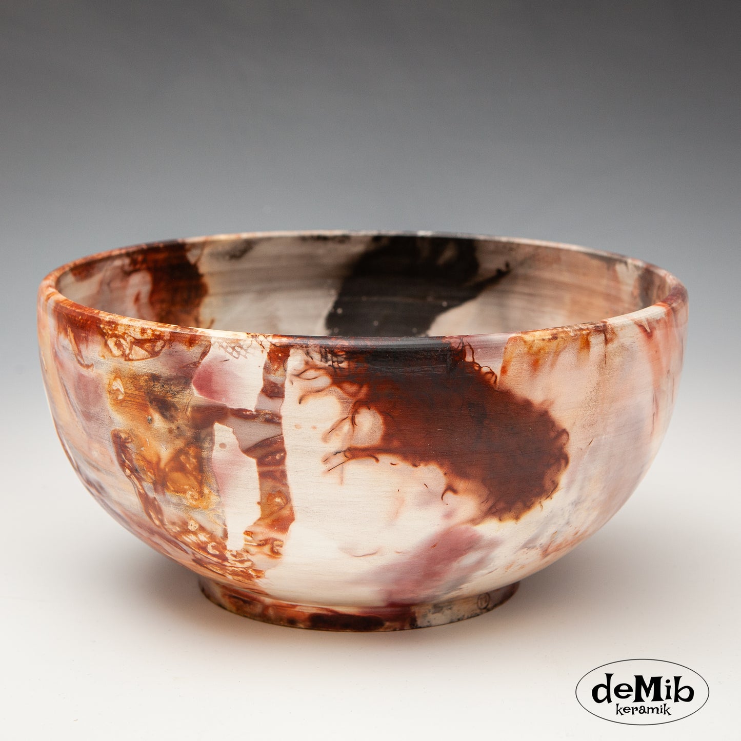 Large Pit Fired Bowl in Porcelain (23 cm wide)