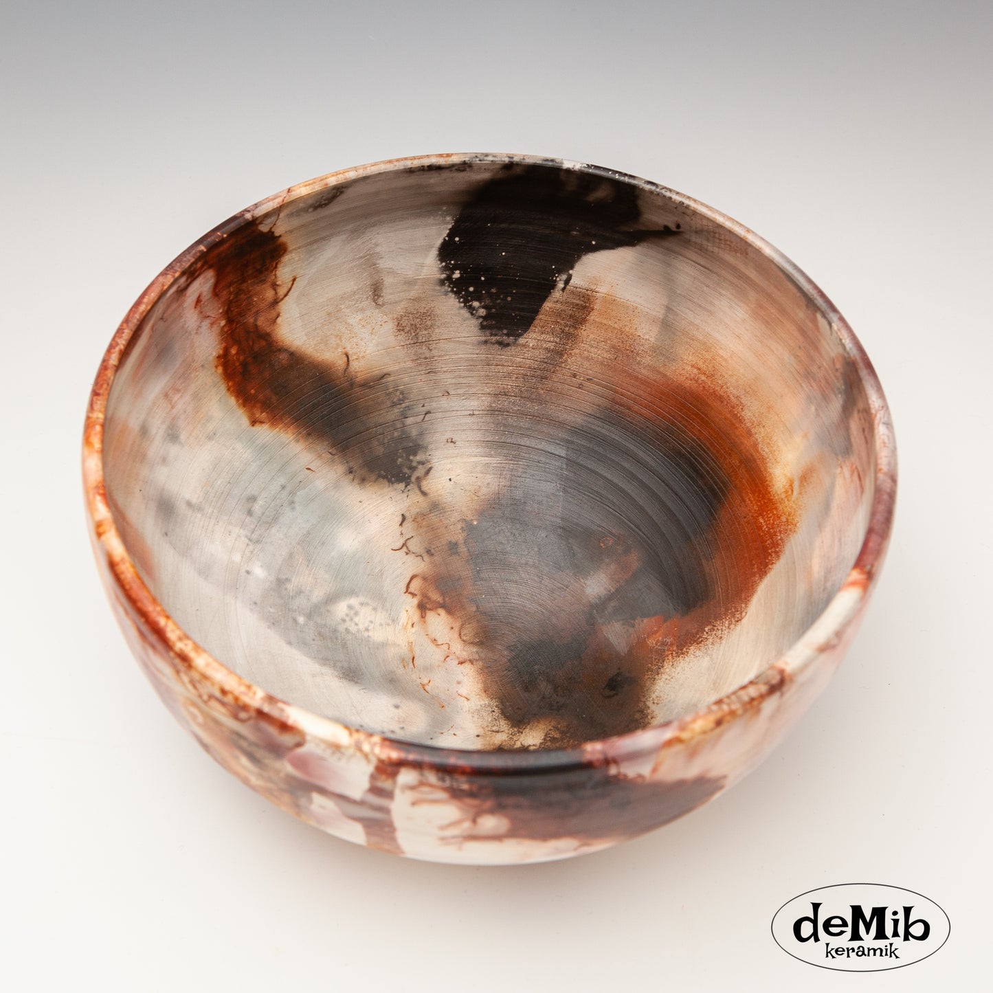 Large Pit Fired Bowl in Porcelain (23 cm wide)