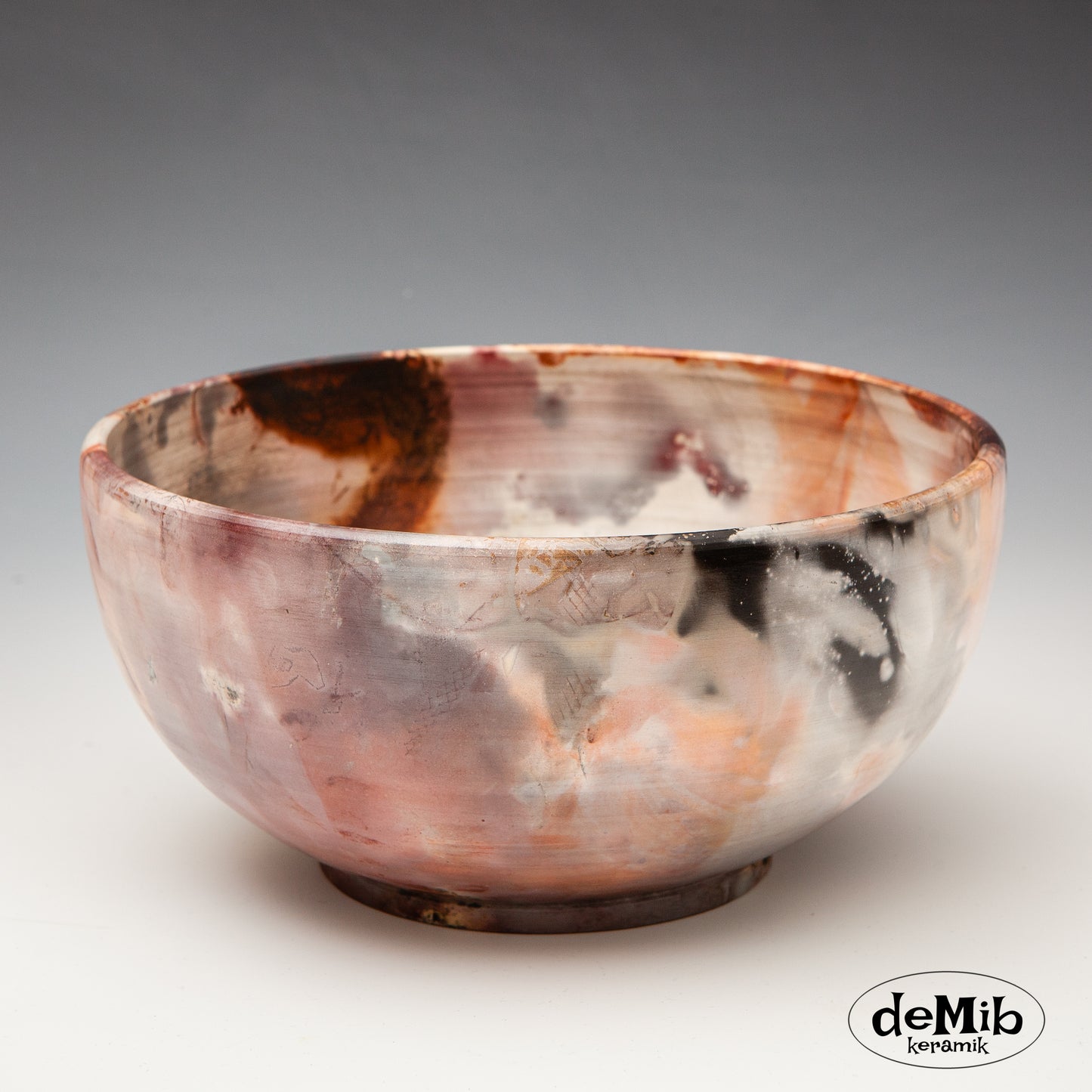 Large Pit Fired Bowl in Porcelain (23 cm wide)