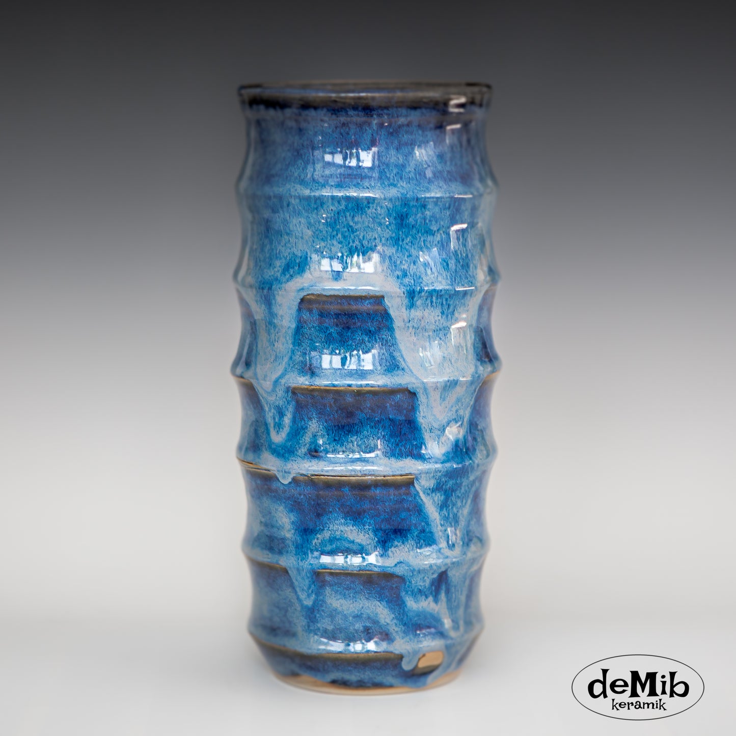 Floating Blue Vase in Bamboo Shape (23 cm)