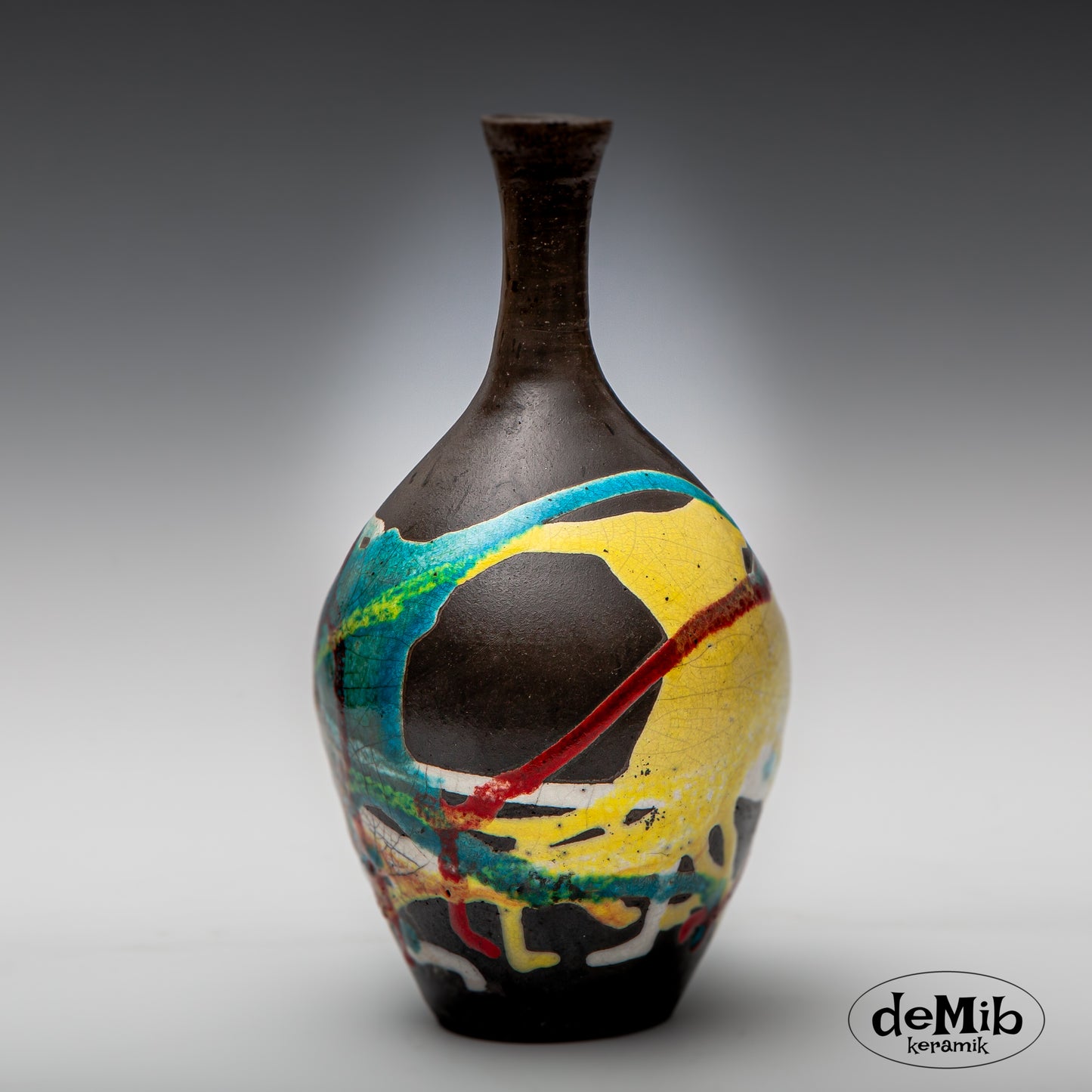 Small Elegant Raku Fired Vase (23 cm)