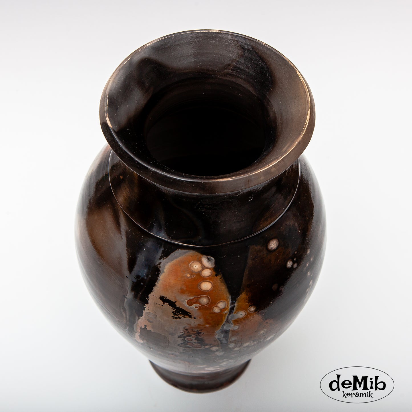 Tall Pit Fired Vase with Unique Colors (34 cm)