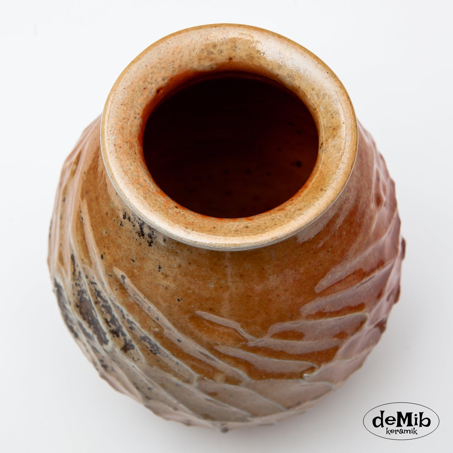 Wood Fired Carved Vase (19 cm)