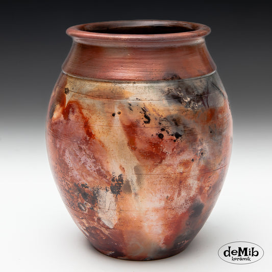 Pitfired Vase in Vivid Colors (19 cm)