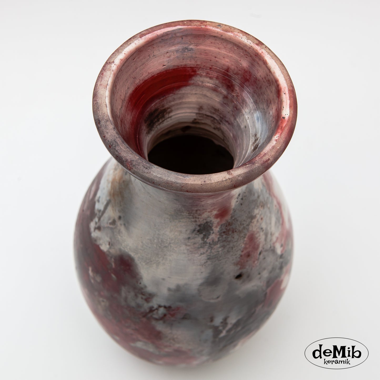 Tall Pitfired Vase in Strong Colors (29 cm)