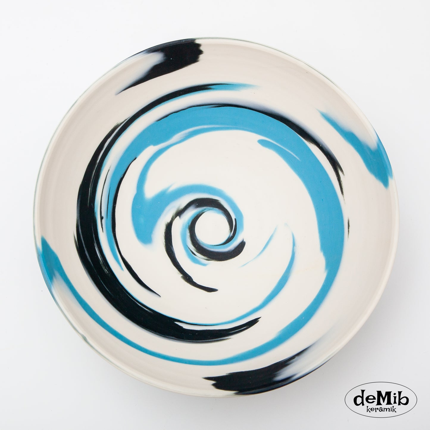 Agateware (Swirlware) Bowl in Blue & White (22 cm)