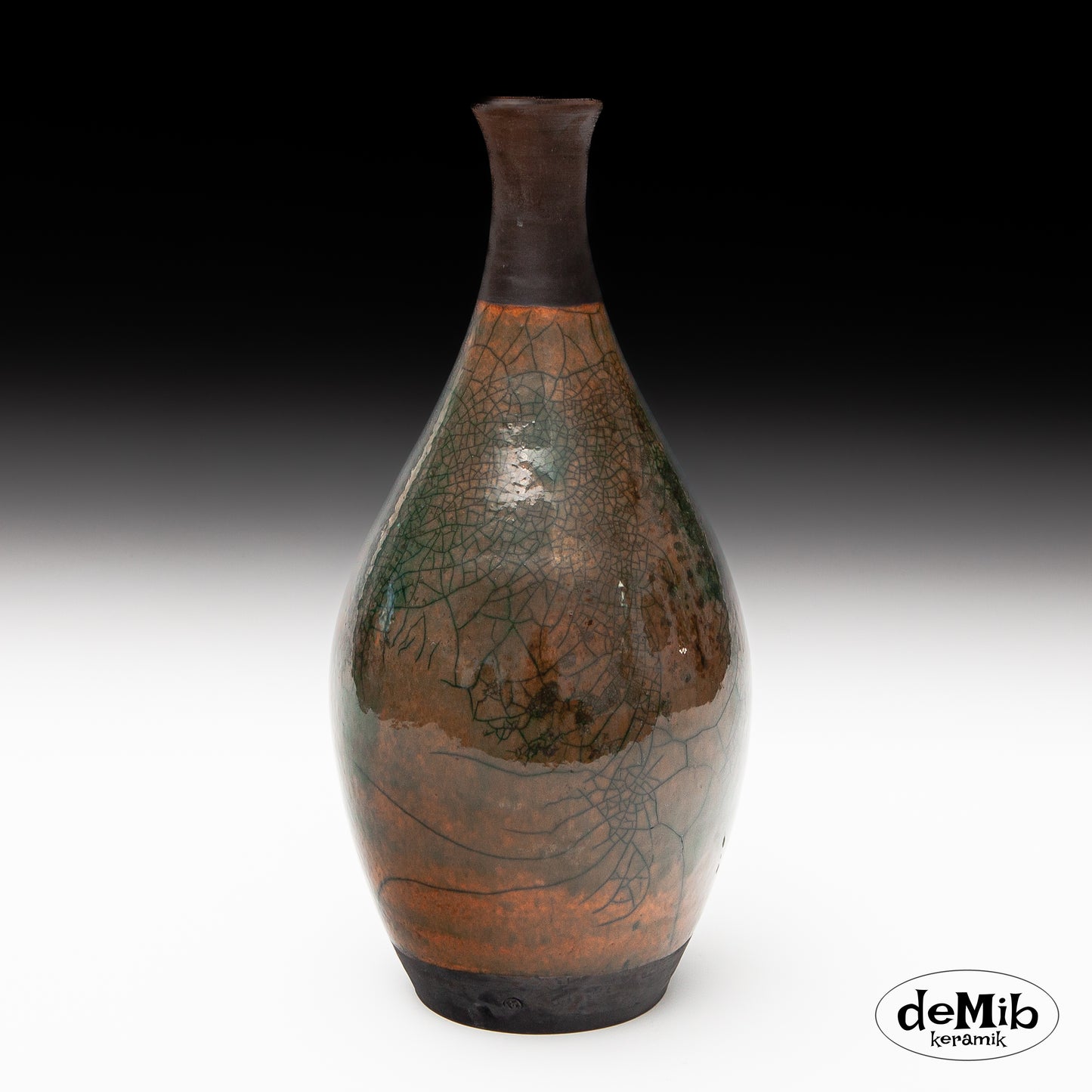 Dark and Tall Raku Vase (29 cm)