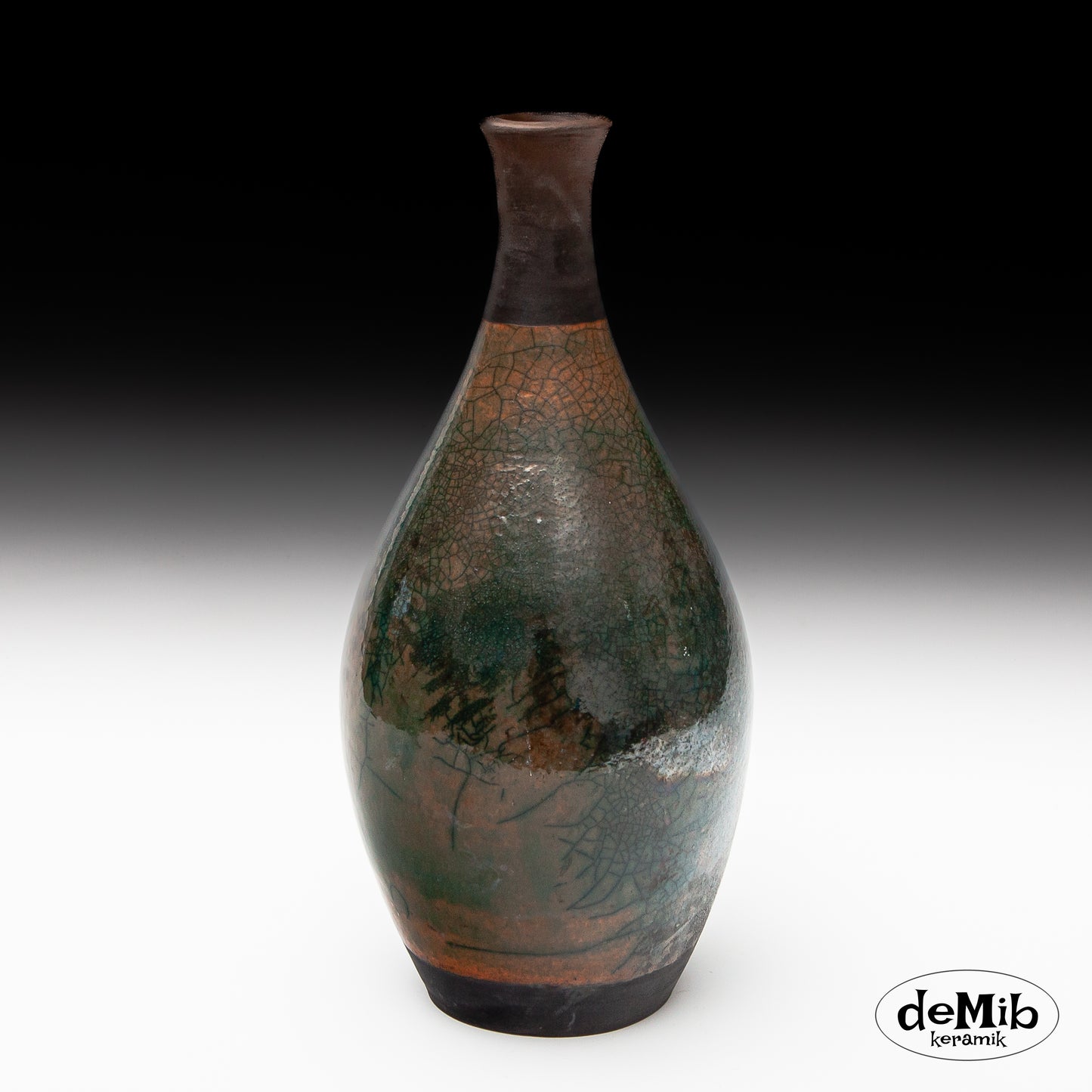 Dark and Tall Raku Vase (29 cm)