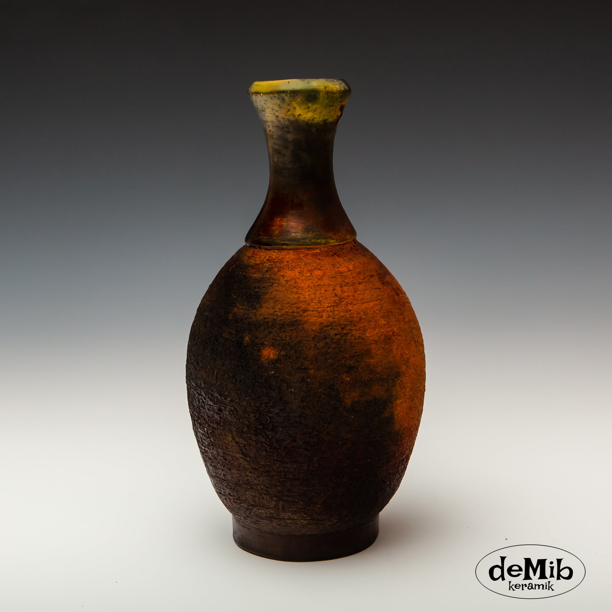Small Raku Vase with Dusty Look (20 cm)