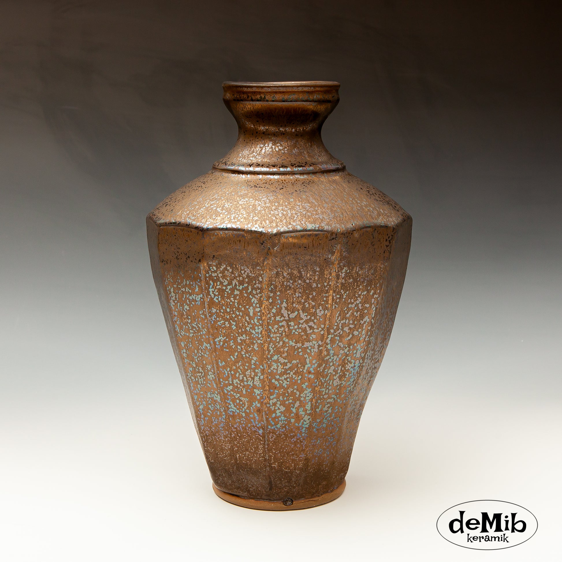 Tall Facet Vase in Bronze Glaze (31 cm)