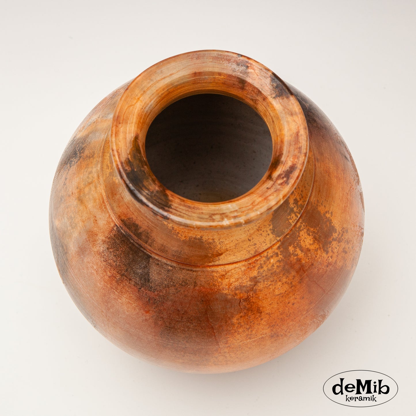 Orange and Black Pitfired Vase (17 cm)