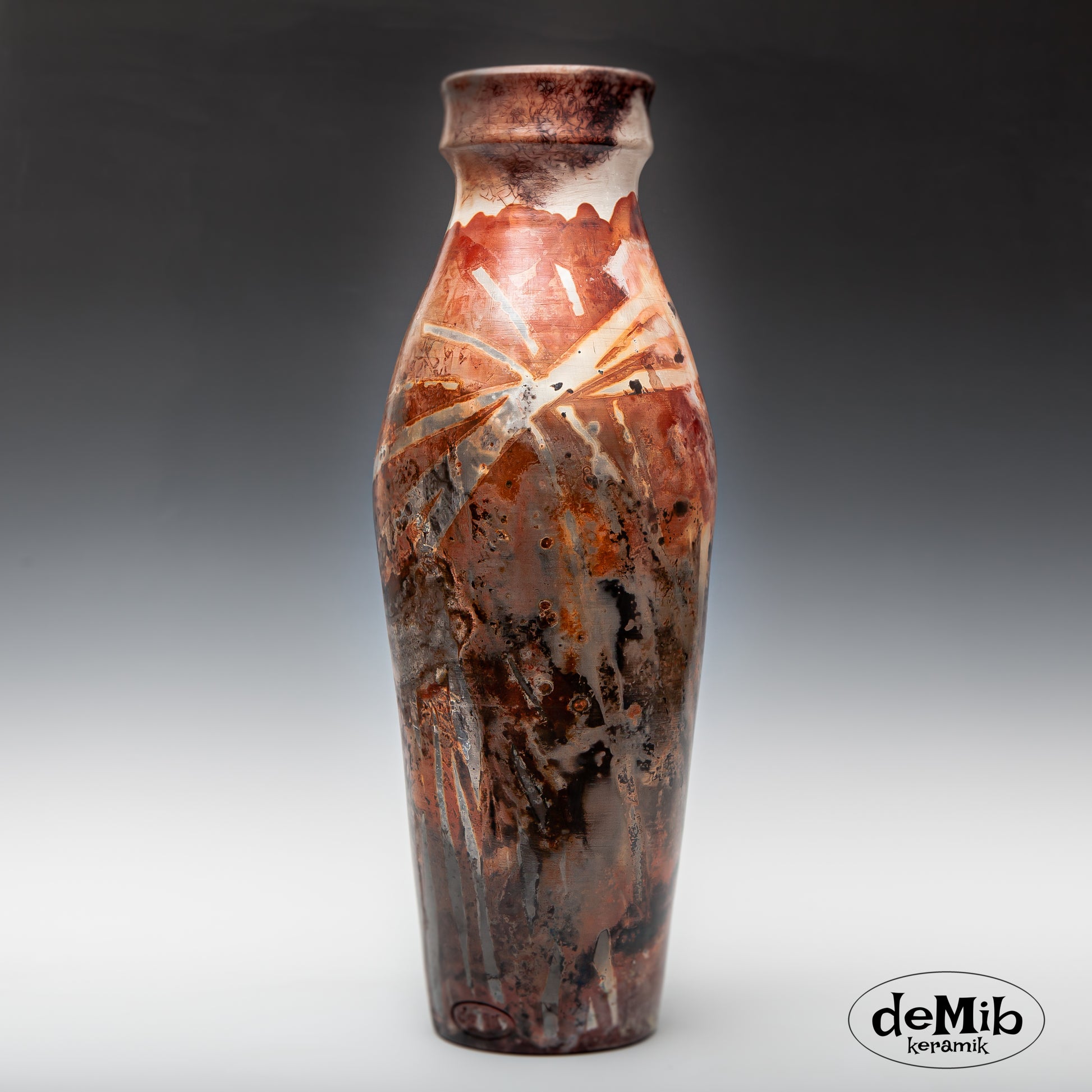 Tall Pitfired Slim Vase (48 cm)