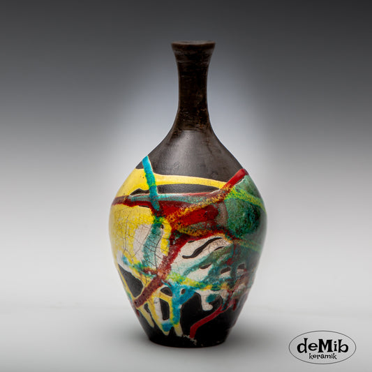 Small Elegant Raku Fired Vase (23 cm)