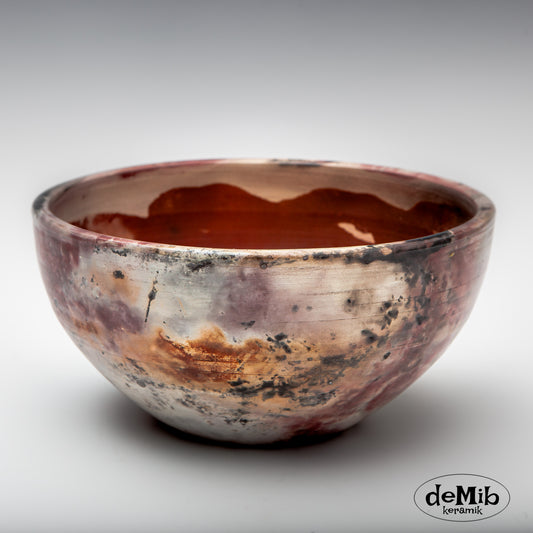 Large Pit Fired Bowl in Porcelain (21 cm wide)