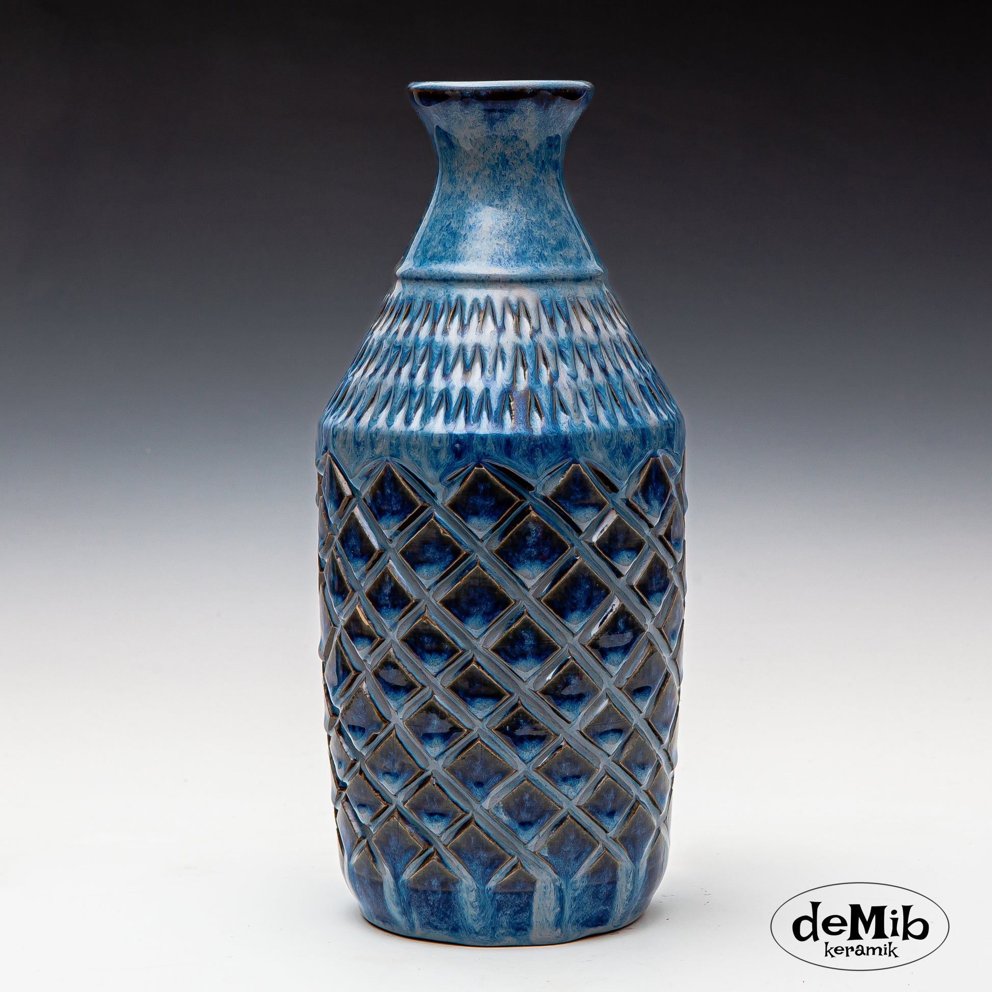 Carved Floating Blue Vase (32 cm)