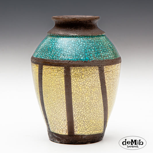 Two Colored Raku Vase (17 cm)