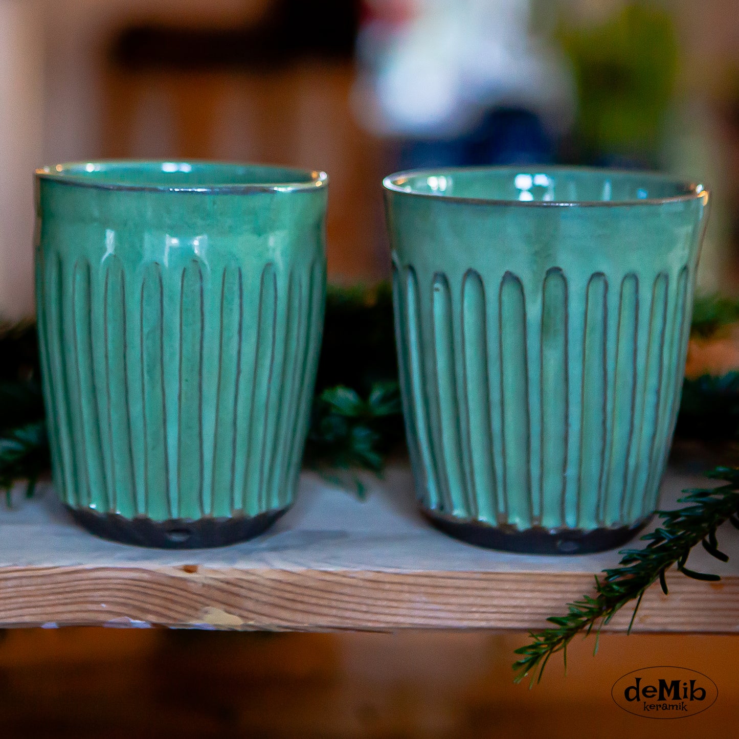 Ceramic Coffee Mugs (Green) - no handle