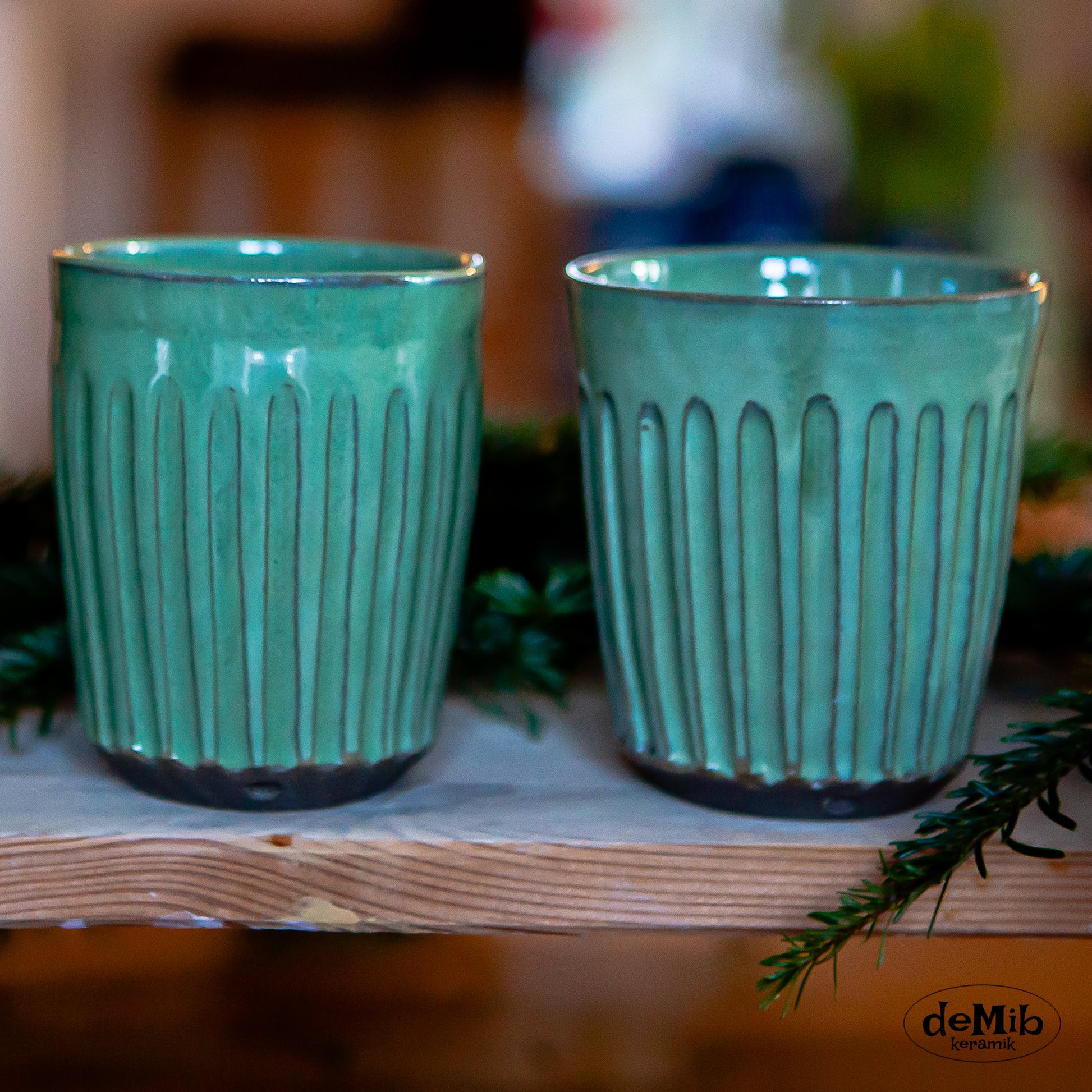 Ceramic Coffee Mugs (Green) - no handle