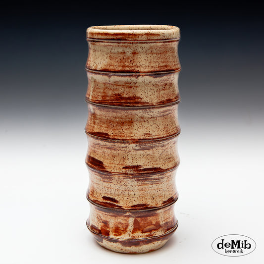 Bamboo Shaped Vase with Iron Glaze (23 cm)