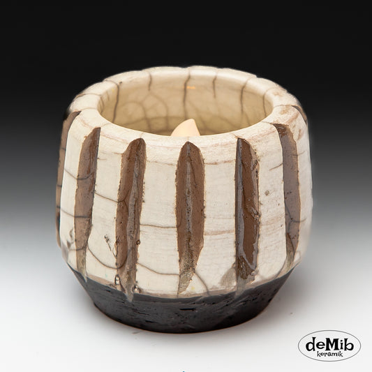 White Raku Fired Tea Light Candle Holders