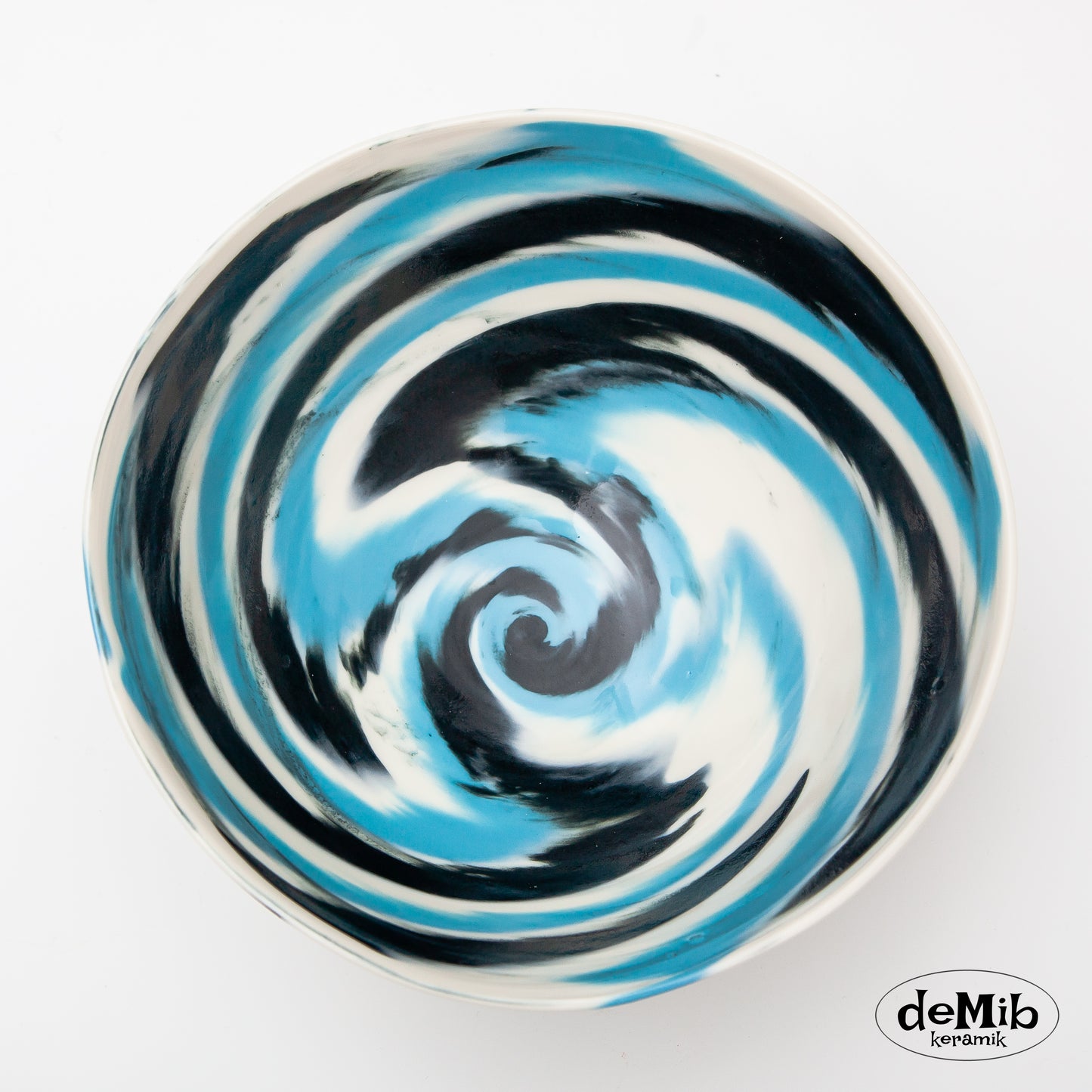 Agateware (Swirlware) Bowl in Blue & White (22 cm)