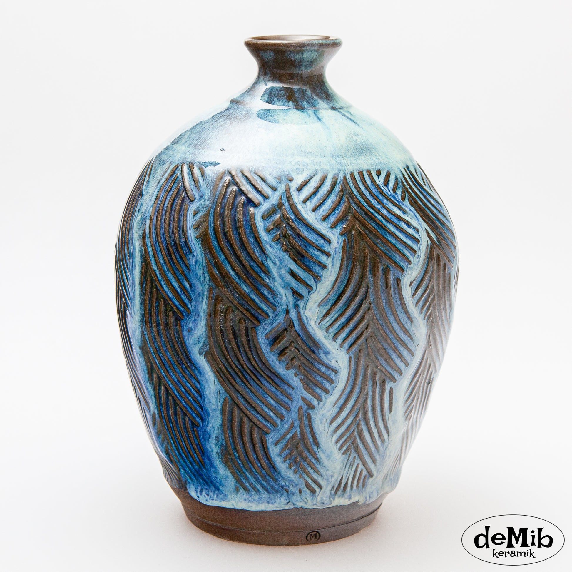 Blue wood fired vase