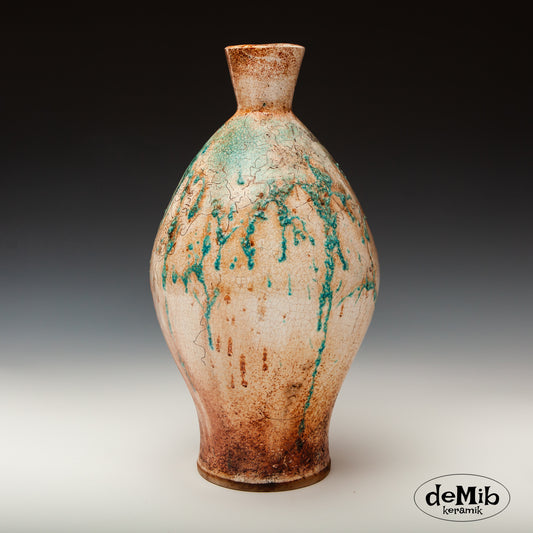 Høj Vase i Raku
